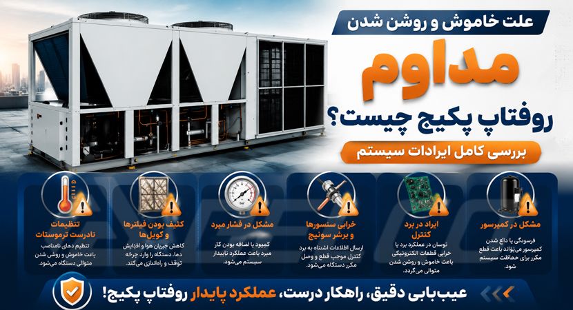 علت خاموش و روشن شدن مداوم روفتاپ پکیج چیست؟ بررسی کامل ایرادات سیستم