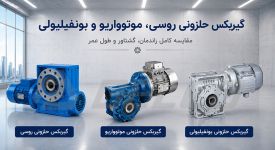 مقایسه گیربکس حلزونی روسی، موتوواریو و بونفیلیولی از نظر راندمان، گشتاور و طول عمر